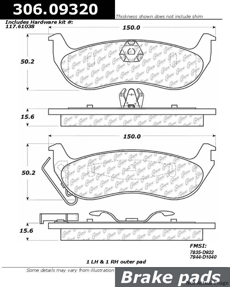 Stoptech Centric Performance Brake Pads 306.09320