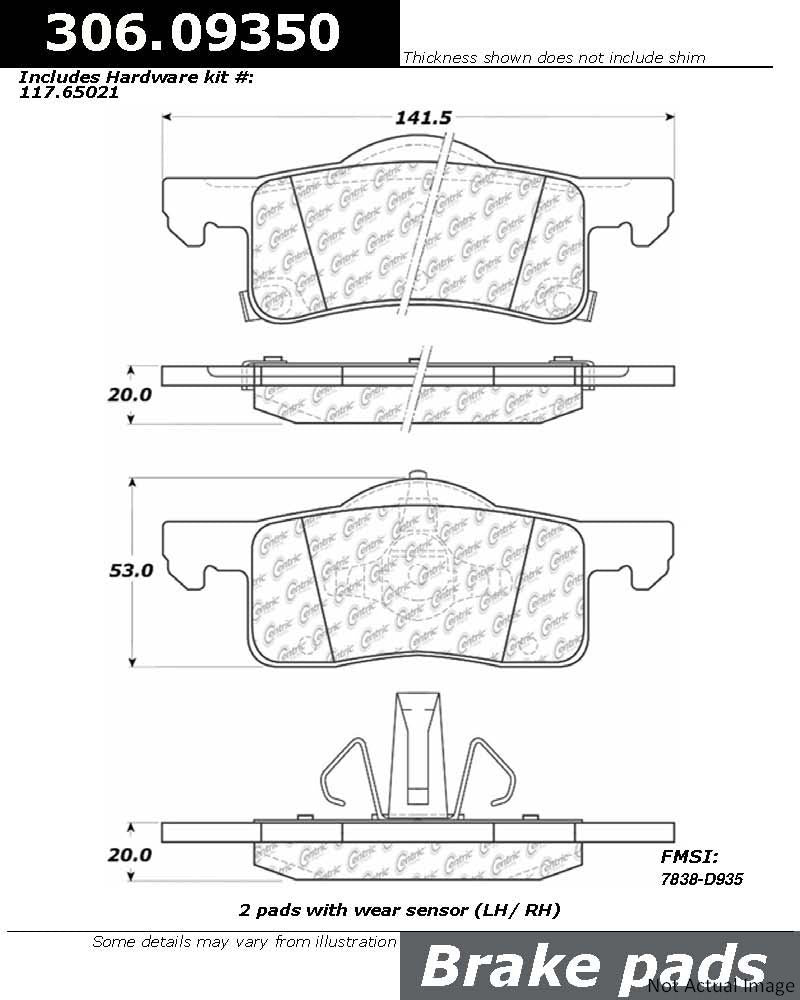 Stoptech Centric Performance Brake Pads 306.09350