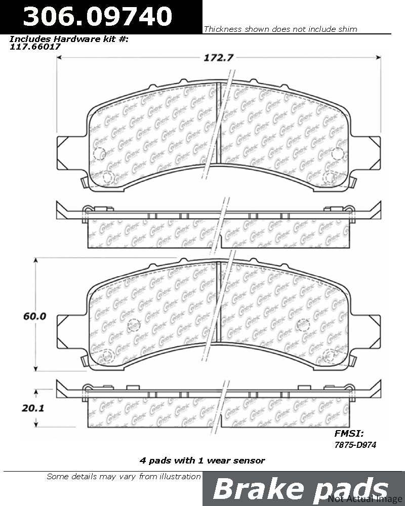 Centric Parts Fleet Performance Brake Pads with Hardware  top view frsport 306.09740