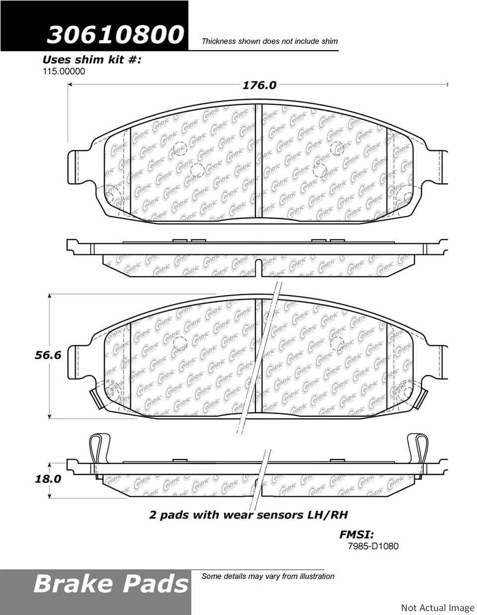 Stoptech Centric 06-10 Jeep Commander / 06-10 Grand Cherokee (Exc SRT-8) Front Brake Pads 306.10800