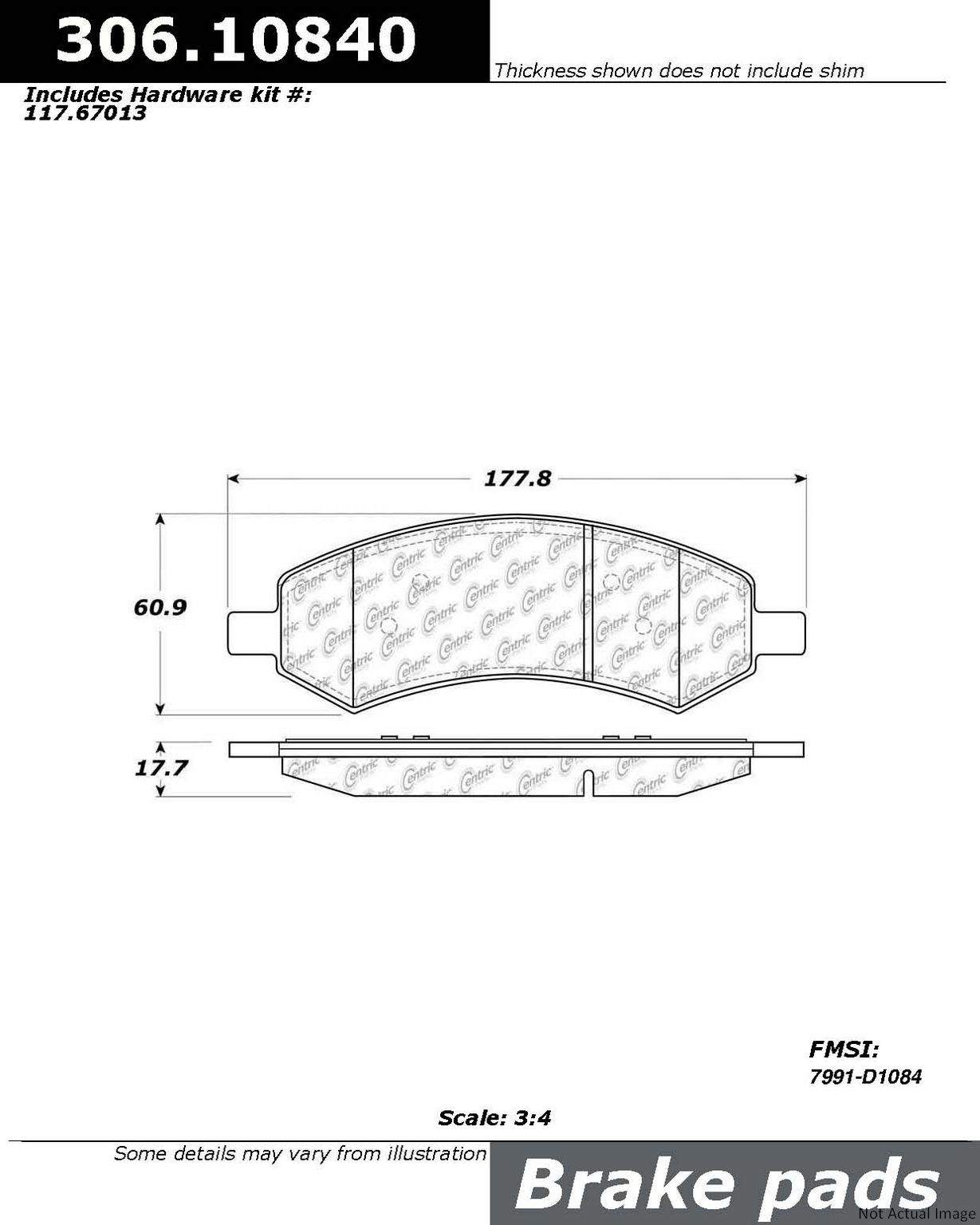 Stoptech Centric 06-18 Dodge Ram Fleet Performance Organic Front Brake Pads 306.10840