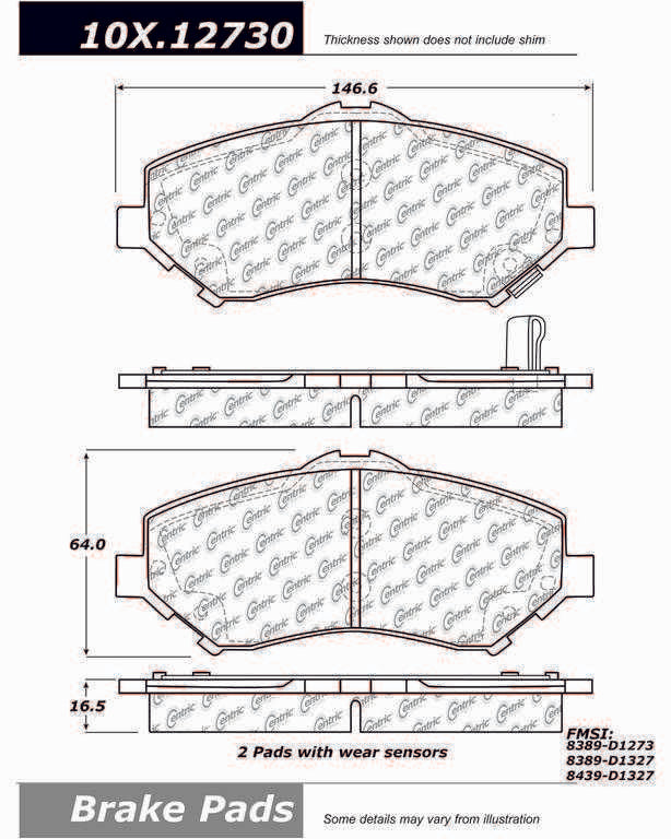 Centric Parts Fleet Performance Brake Pads with Hardware  top view frsport 306.12730