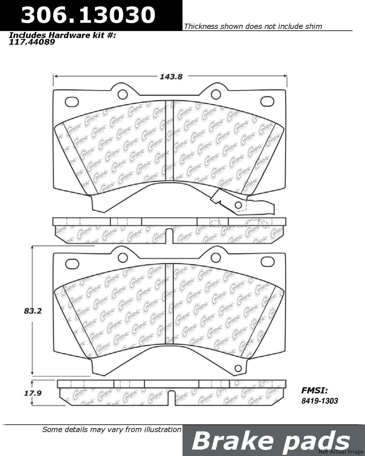 Stoptech Centric 08-09 Lexus / 07-09 Toyota Performance Front Brake Pads 306.13030