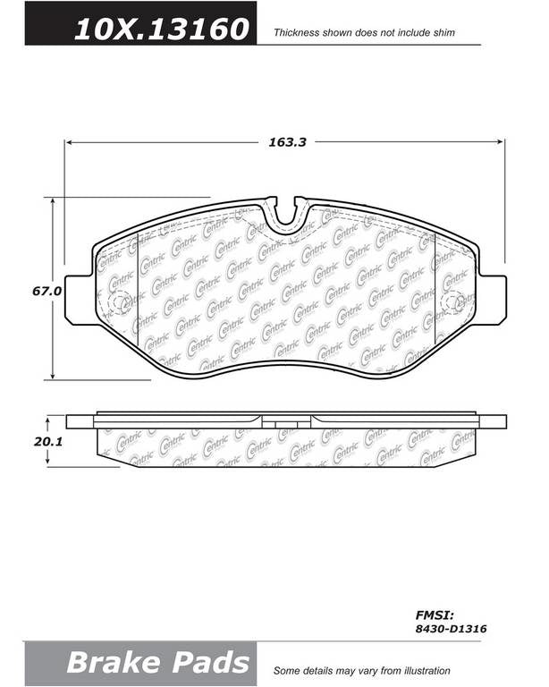 Centric Parts Fleet Performance Brake Pads with Hardware  top view frsport 306.13160