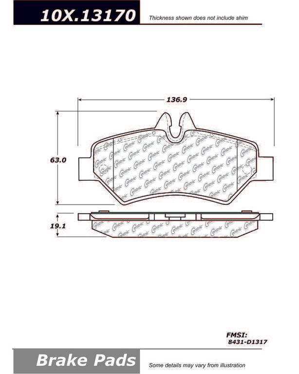 Centric Parts Fleet Performance Brake Pads with Hardware  top view frsport 306.13170