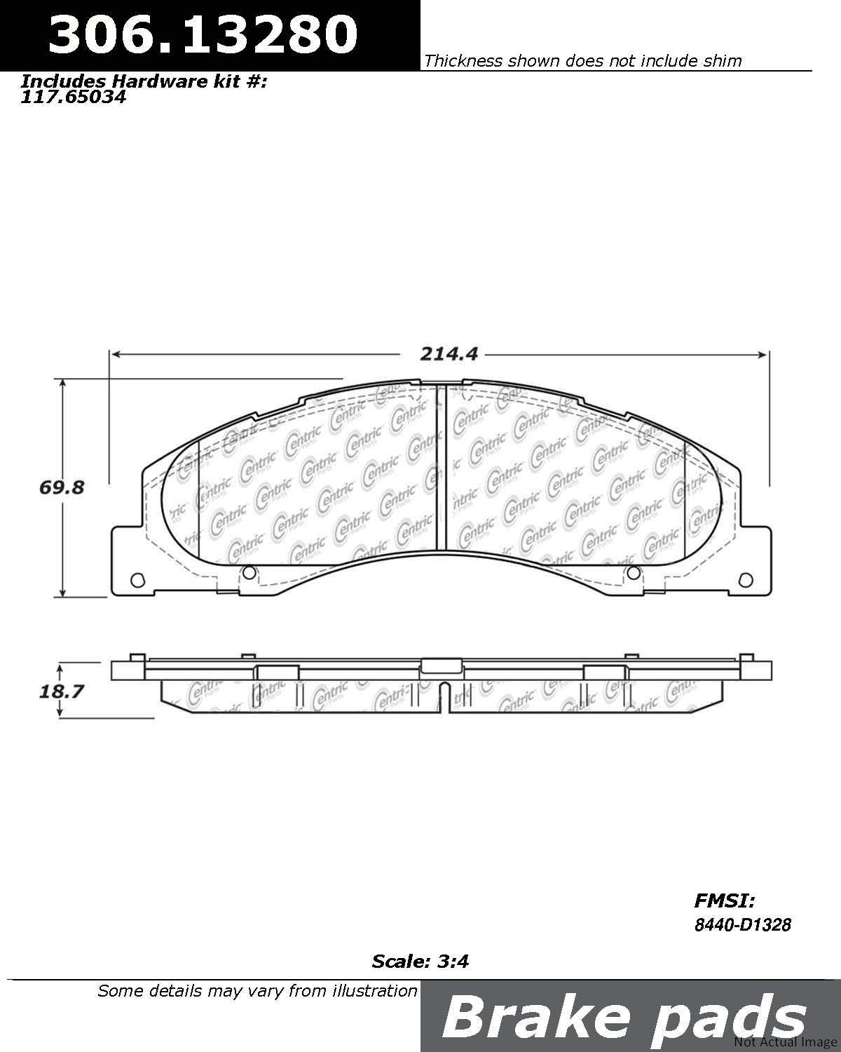 Centric Parts Fleet Performance Brake Pads with Hardware  top view frsport 306.13280