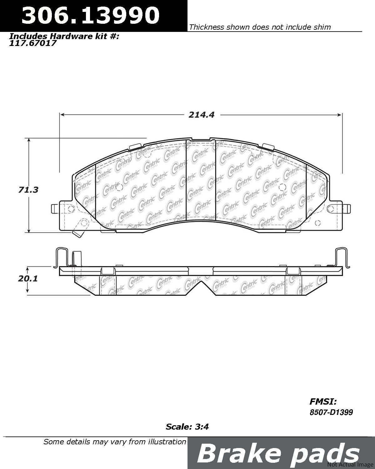 Stoptech Centric Perf 09-12 Dodge Ram 2500 PU 2WD/4WD / 09-12 Ram 3500 PU 4WD Front Brake Pads 306.13990