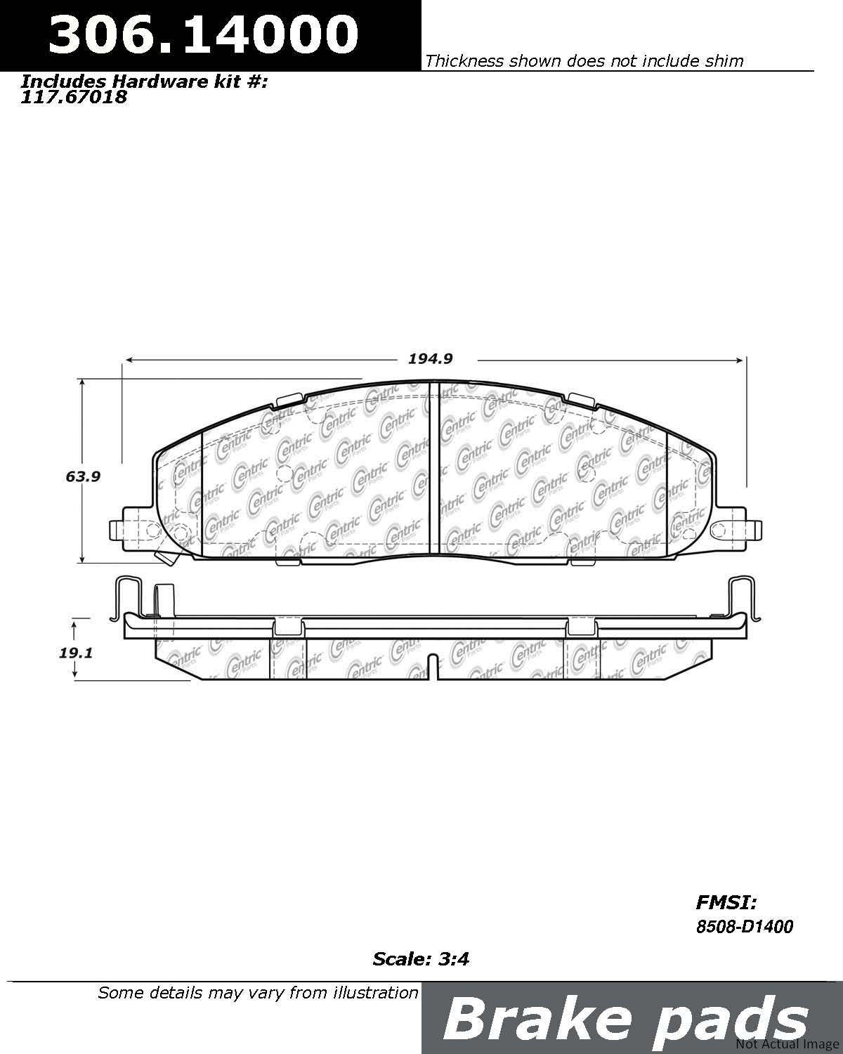 Stoptech Centric Perf 09-12 Dodge Ram 2500 PU 2WD/4WD / 09-12 Ram 3500 PU 4WD Rear Brake Pads 306.14000