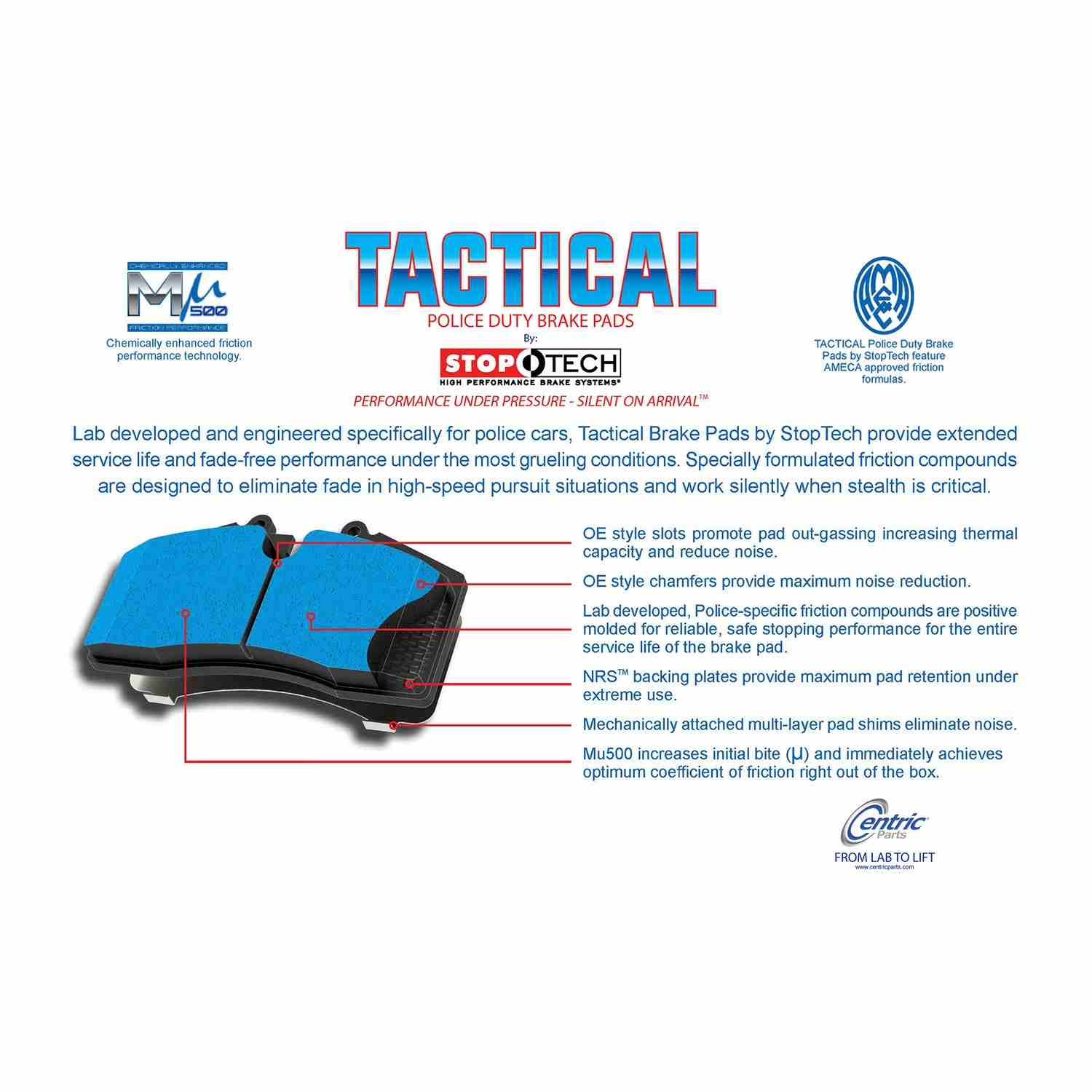 tactical tactical police duty brake pads with hardware  frsport 307.09310