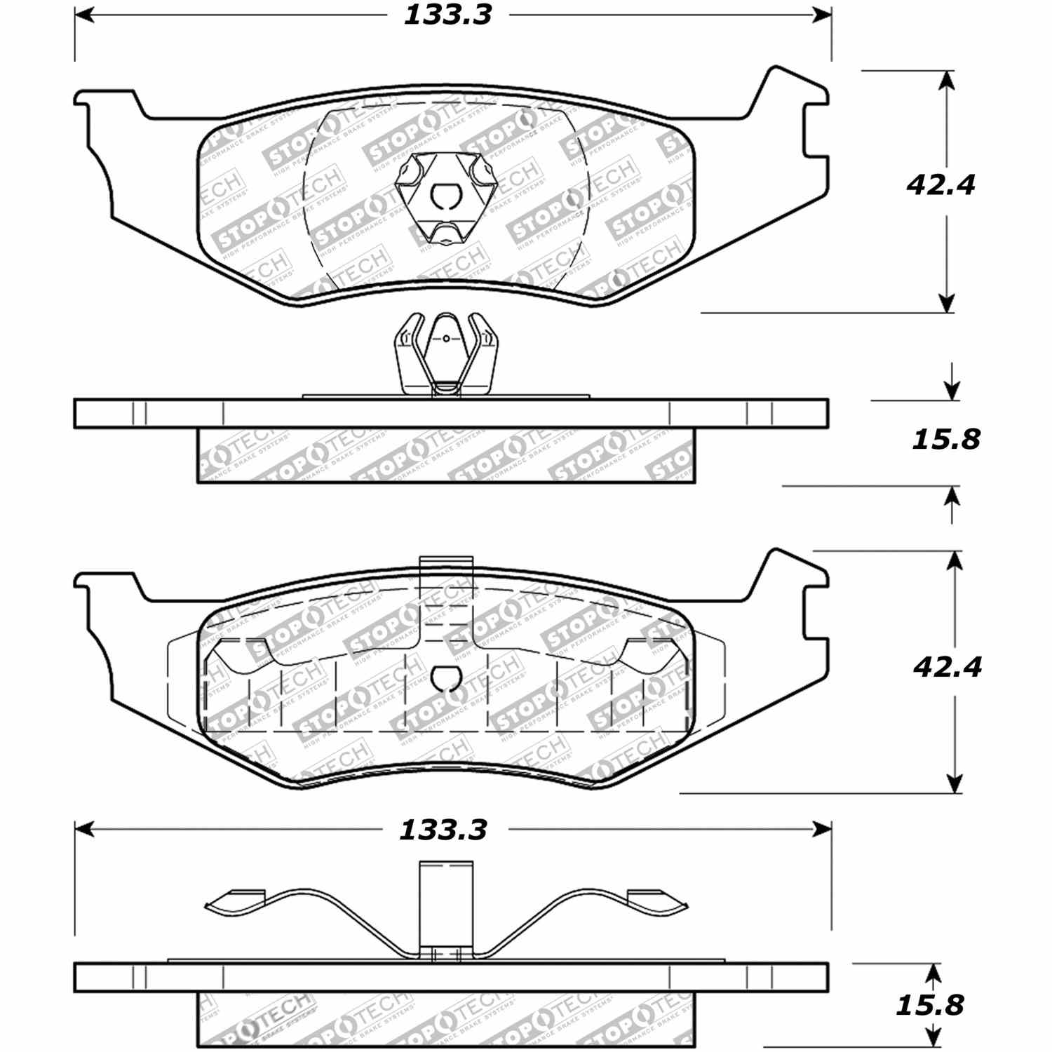 stoptech street brake pads with shims and hardware  frsport 308.05120