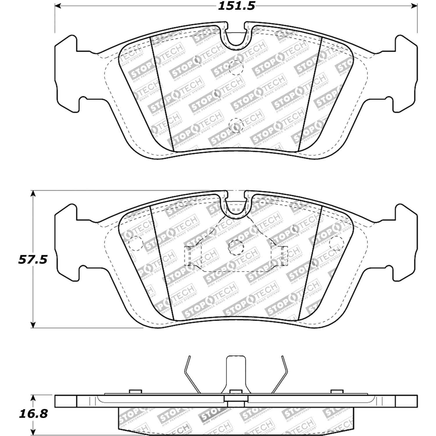 stoptech street brake pads with shims and hardware  frsport 308.05580