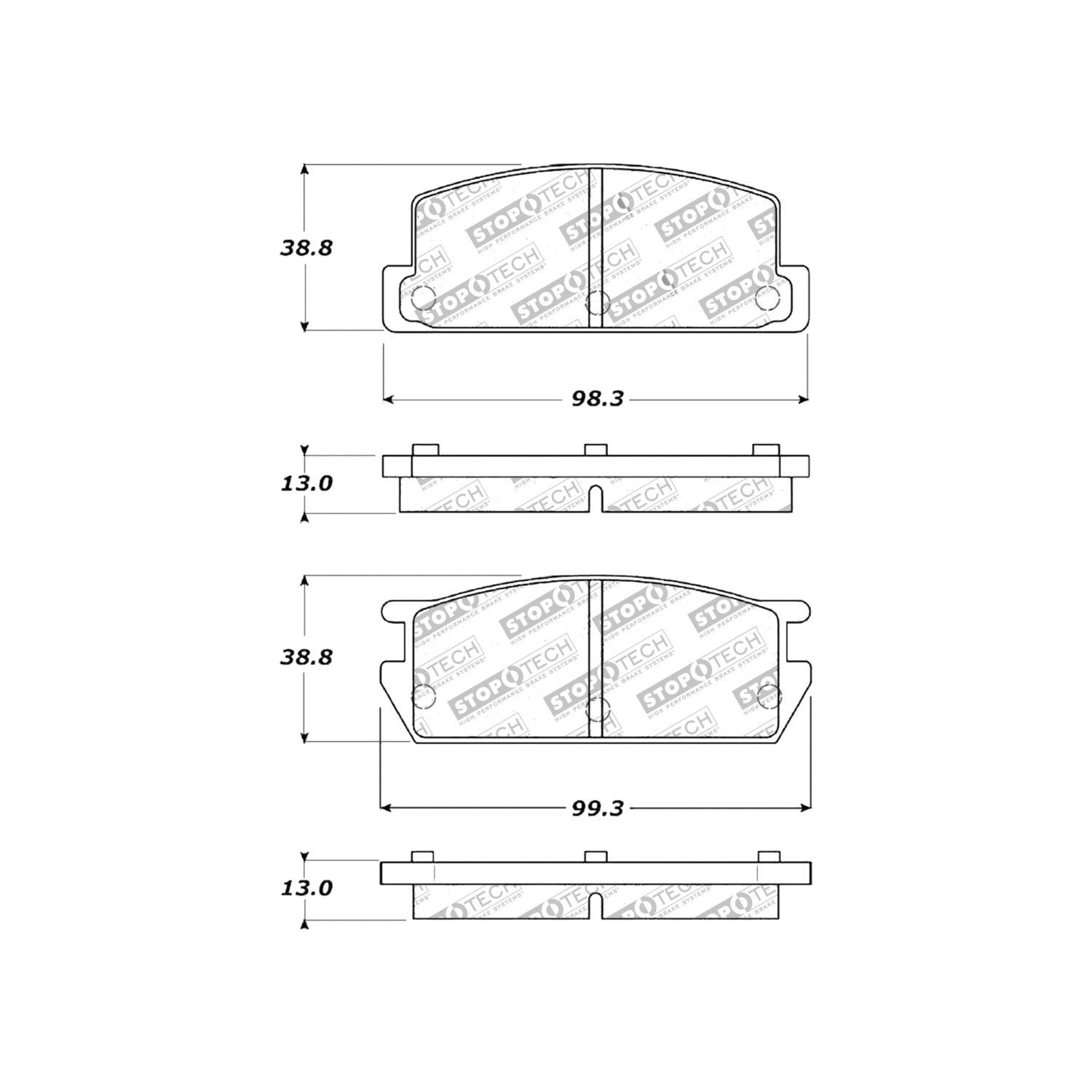 stoptech sport brake pads with shims  frsport 309.02350