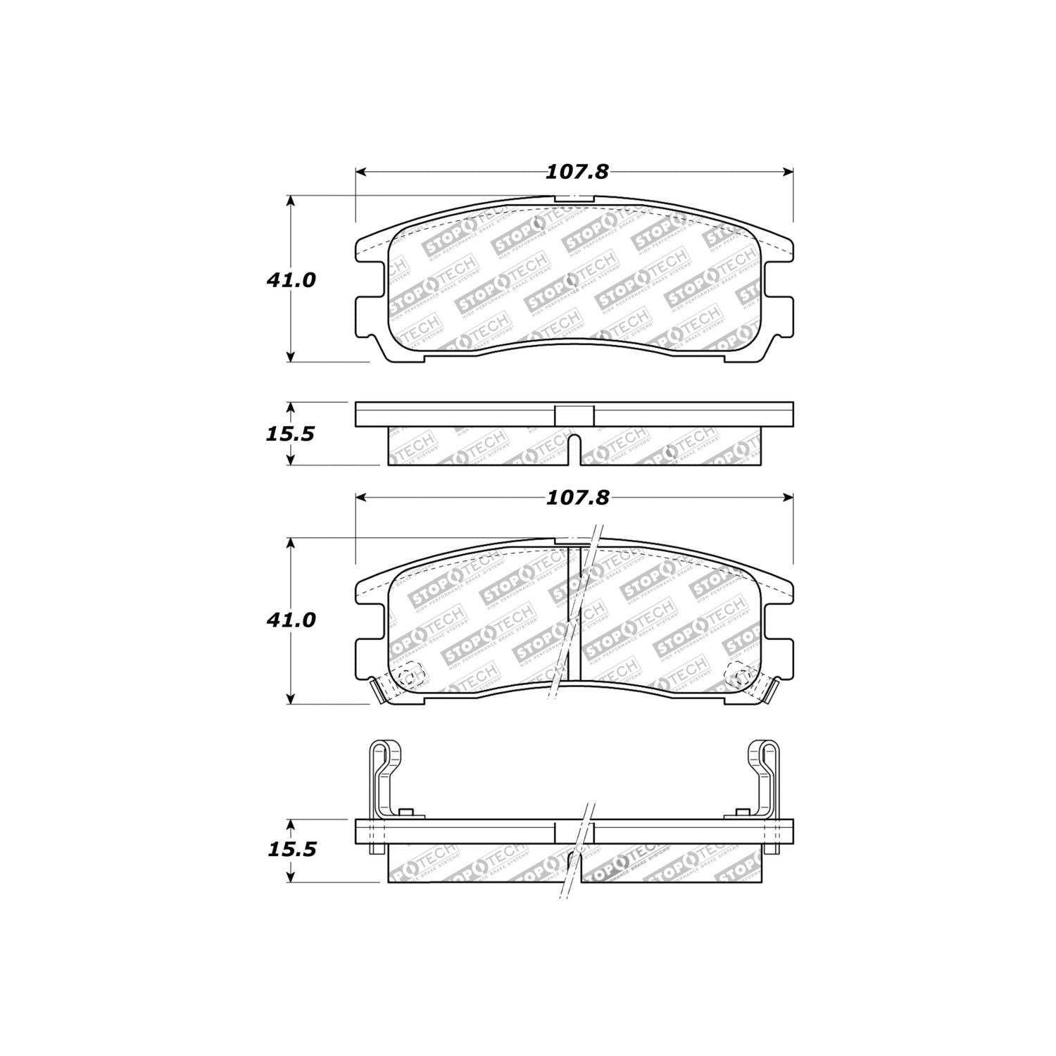 stoptech sport brake pads with shims and hardware  frsport 309.03830