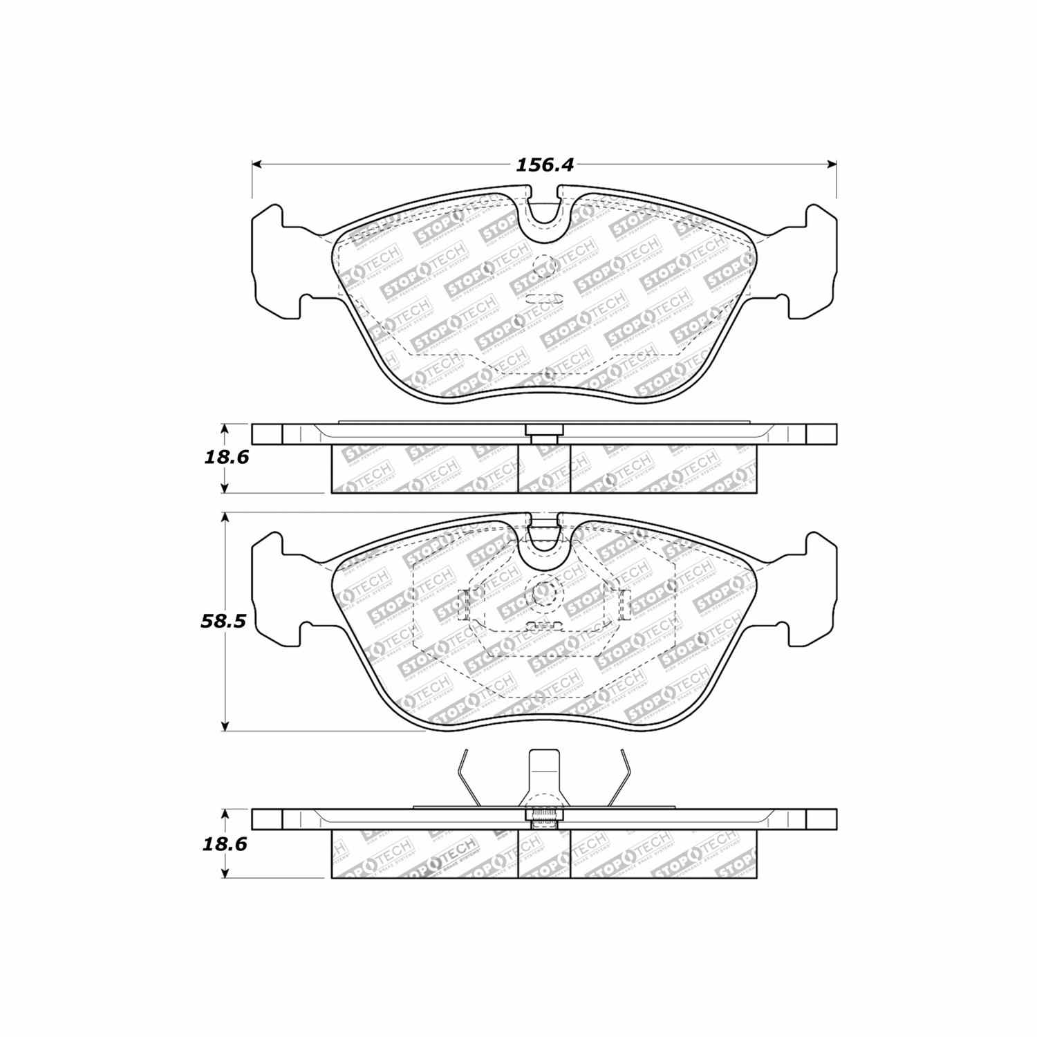 stoptech sport brake pads with shims and hardware  frsport 309.06180