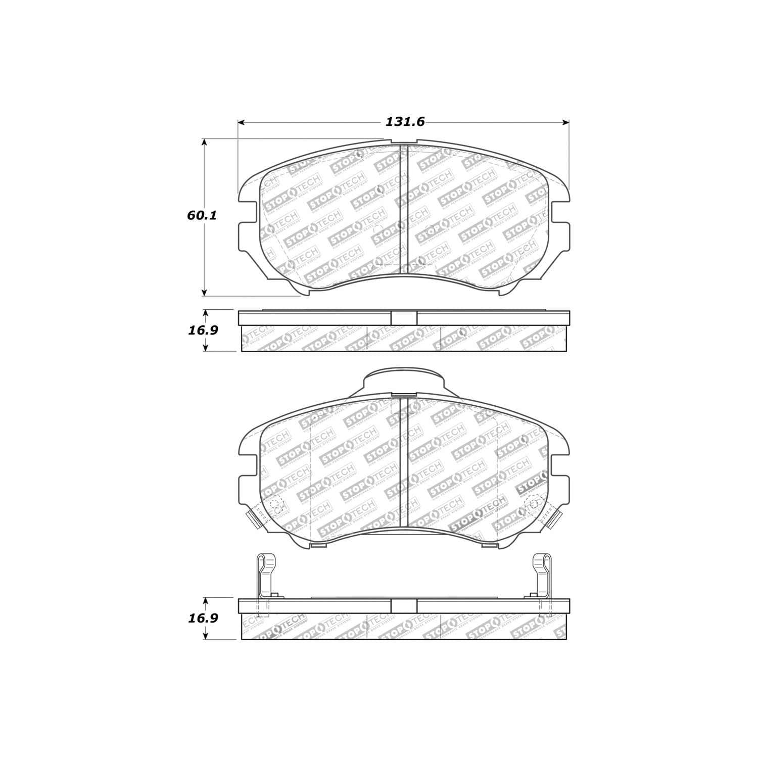 stoptech sport brake pads with shims and hardware  frsport 309.09240