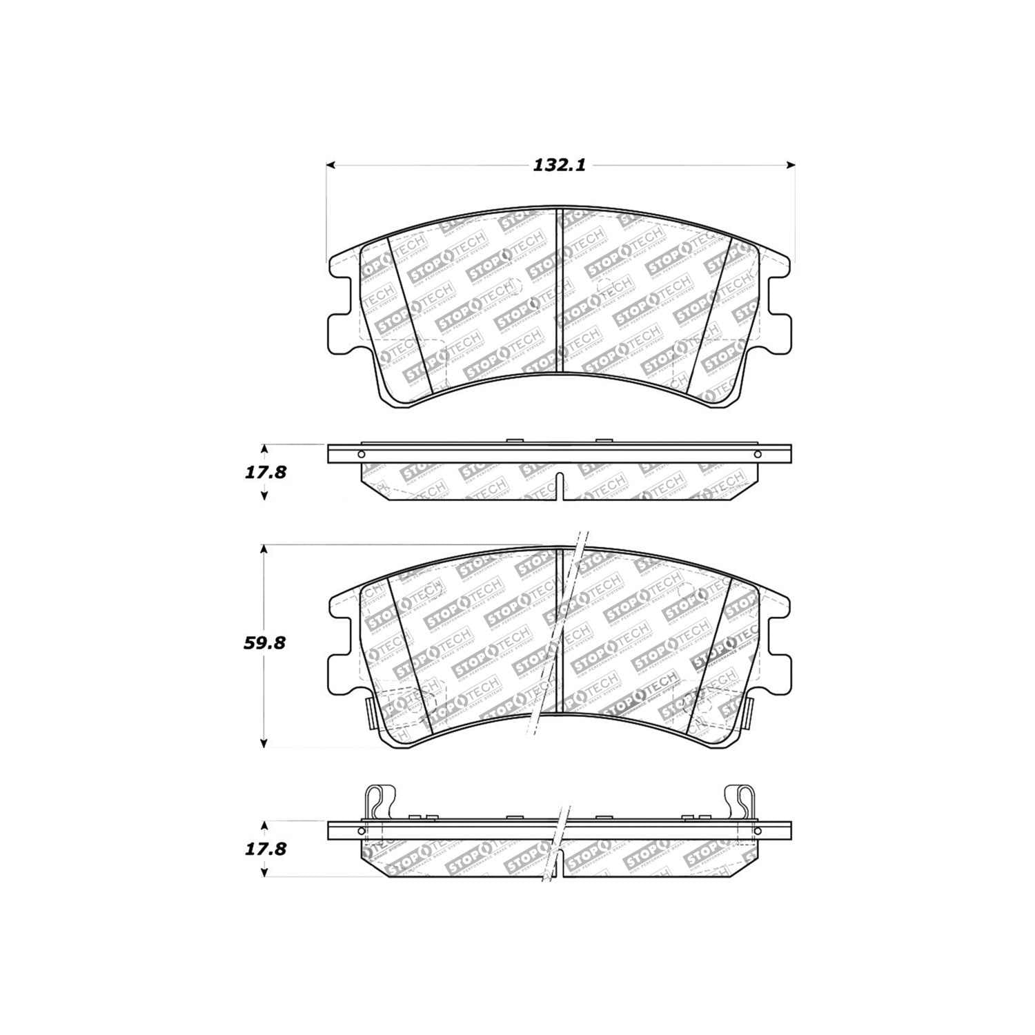 stoptech sport brake pads with shims and hardware  frsport 309.09570