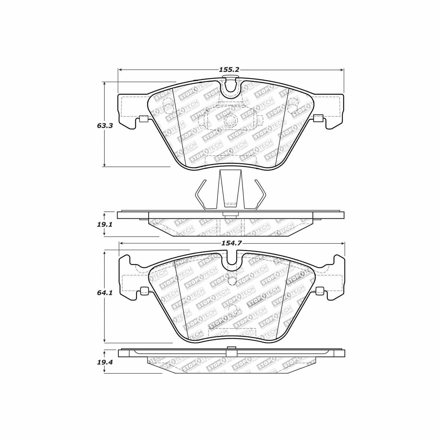 stoptech sport brake pads with shims and hardware  frsport 309.10610