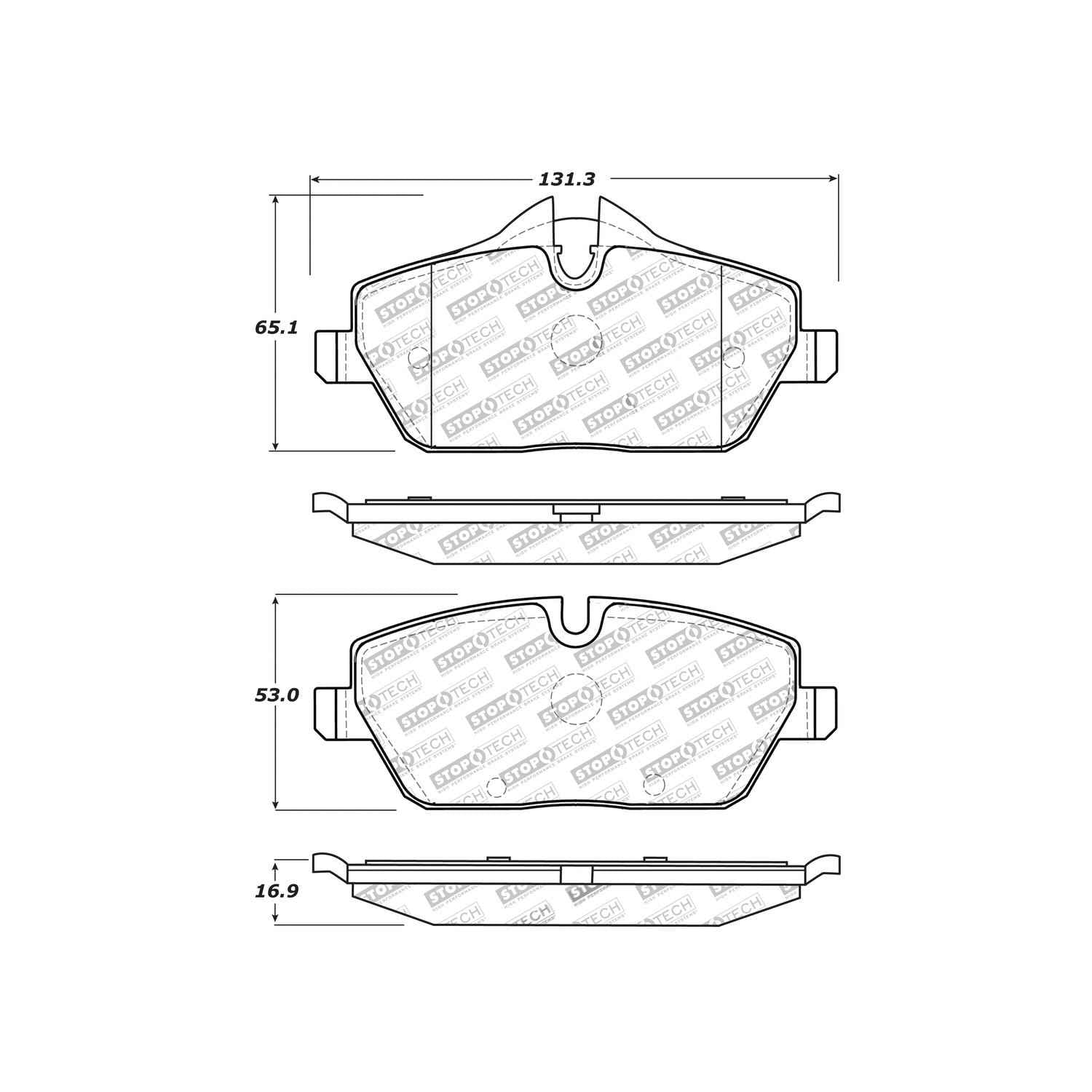 stoptech sport brake pads with shims and hardware  frsport 309.13080