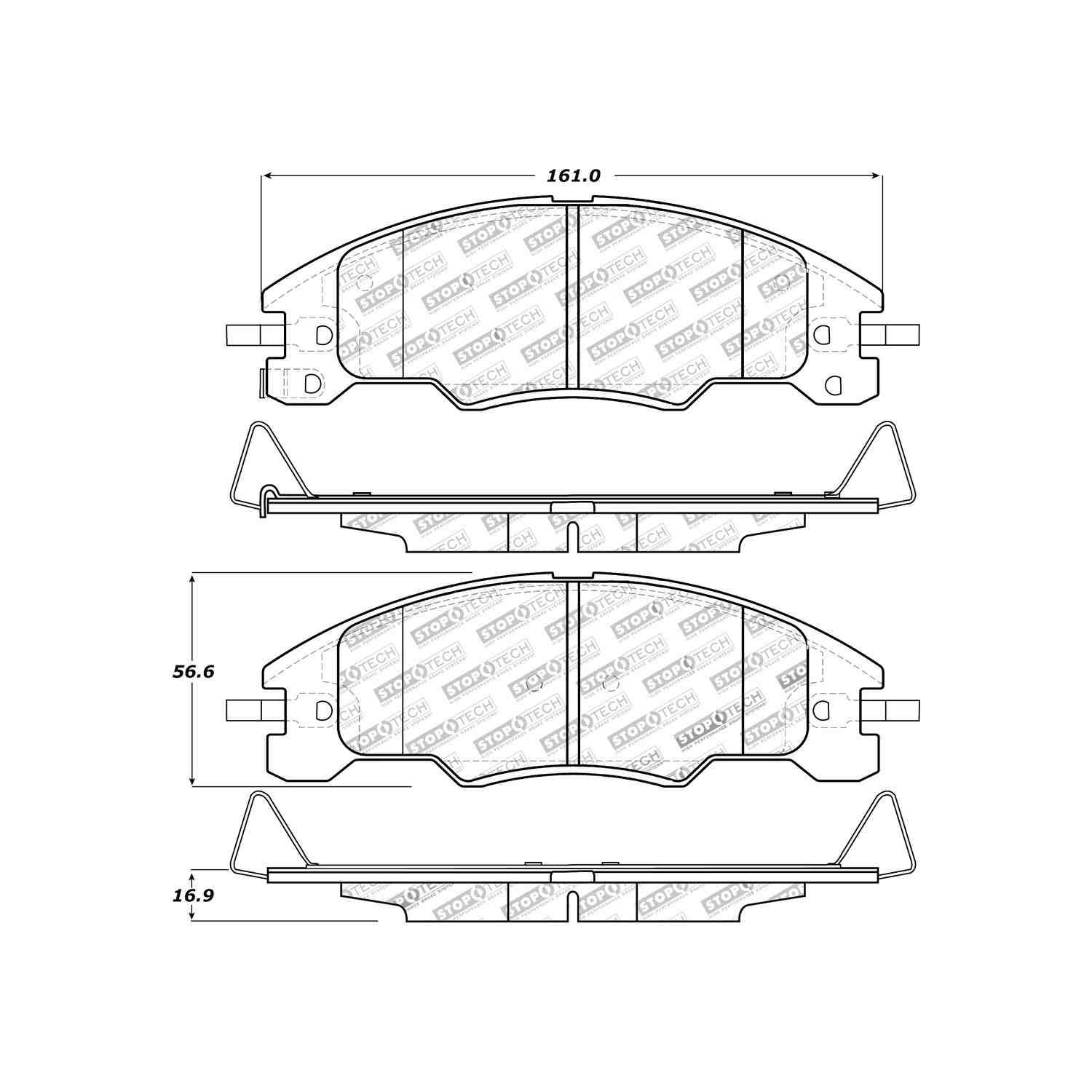 stoptech sport brake pads with shims and hardware  frsport 309.13390