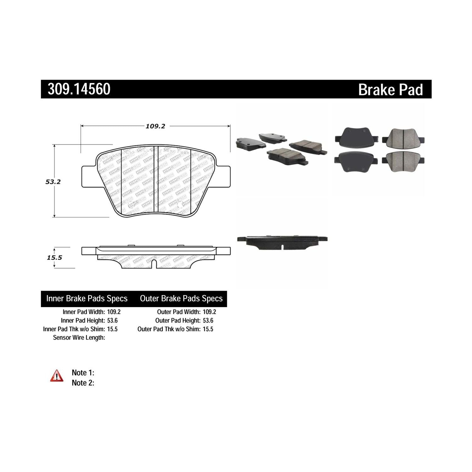 stoptech sport brake pads with shims and hardware  frsport 309.14560