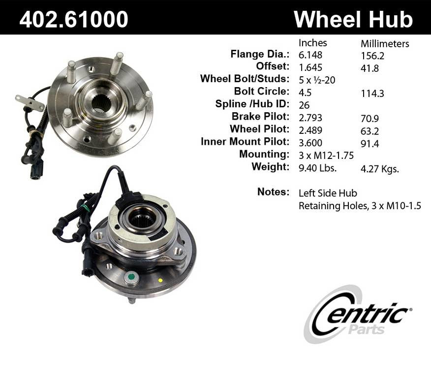 C-Tek Standard Hub and Bearing Assembly With Integral ABS  top view frsport 402.61000E