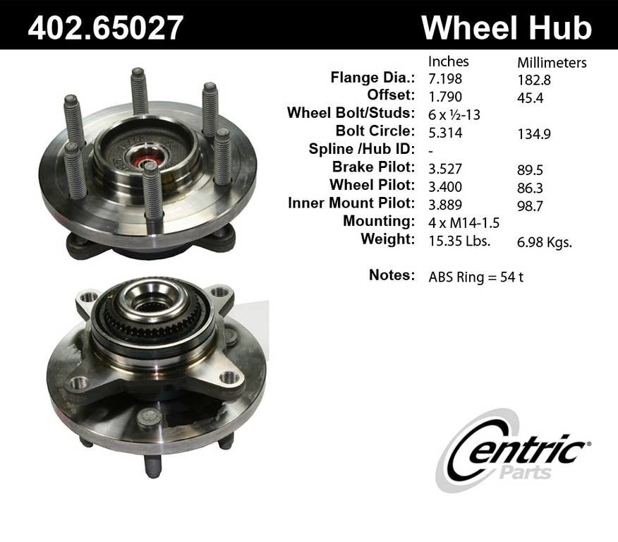 Stoptech Centric Premium Hub and Bearing Assembly - Front 402.65027