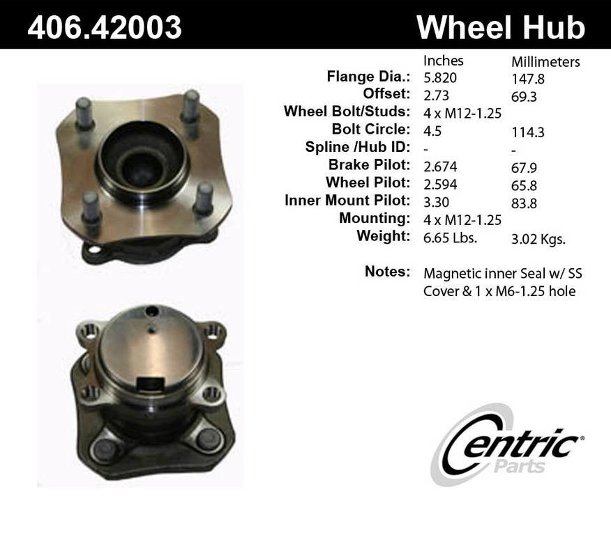 centric parts premium hub and bearing assembly with abs  frsport 406.42003