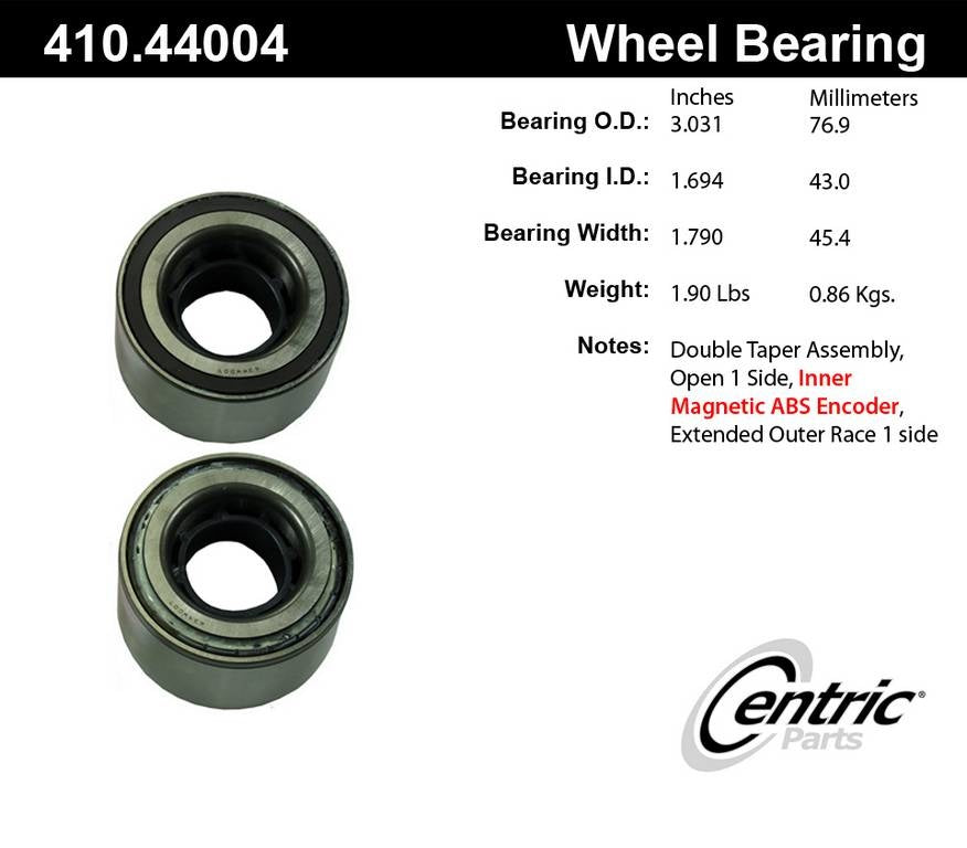 centric parts premium wheel bearing and race set  frsport 410.44004