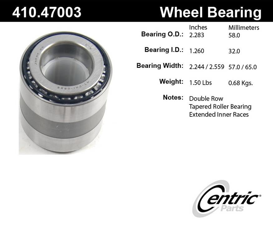 centric parts premium wheel bearing and race set  frsport 410.47003