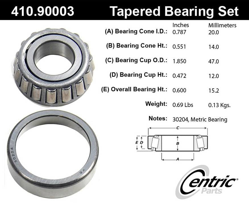 centric parts premium wheel bearing and race set  frsport 410.90003