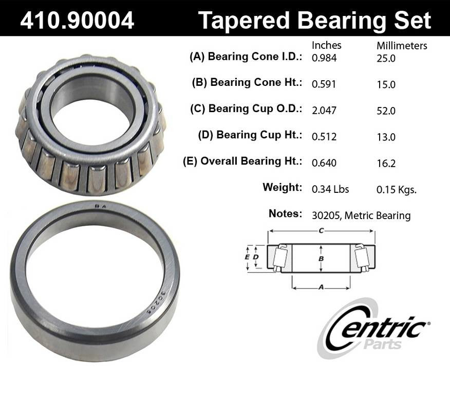 centric parts premium wheel bearing and race set  frsport 410.90004