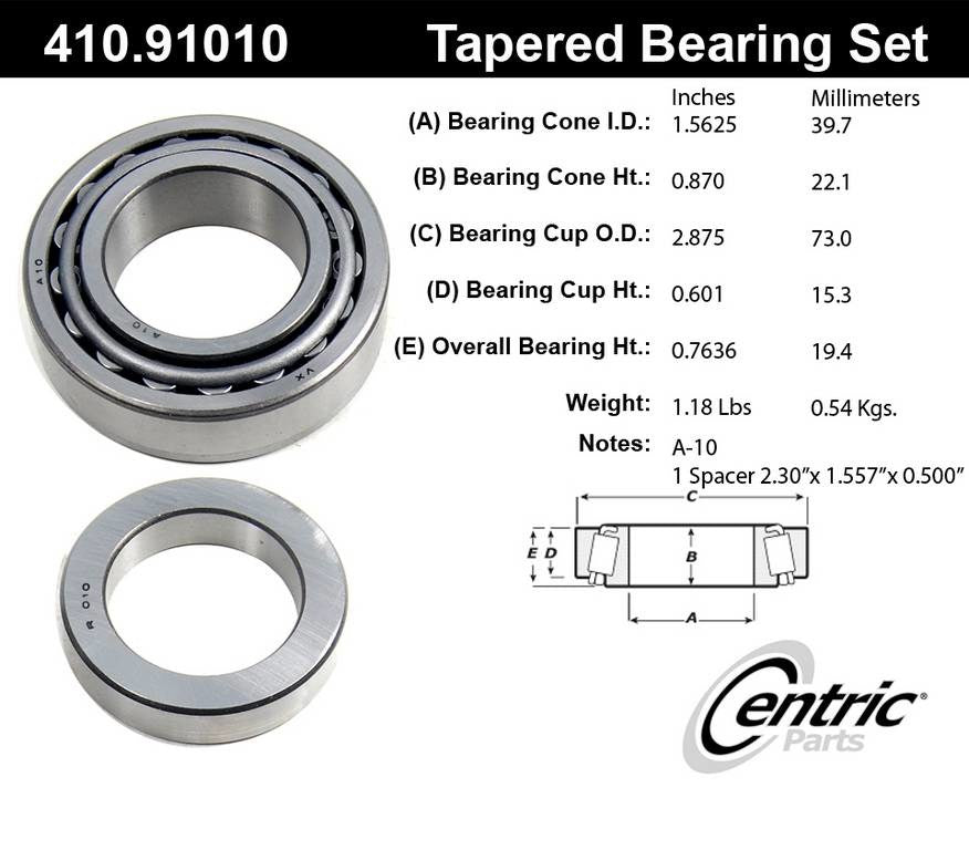 Stoptech Centric Premium Tapered Bearing - Rear Inner 410.91010