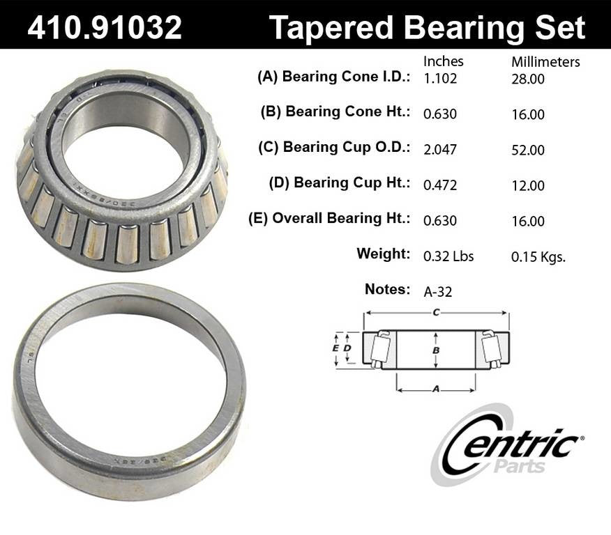 Stoptech Centric Premium 74-85 Mazda RX-7 Front Inner Tapered Bearing 410.91032