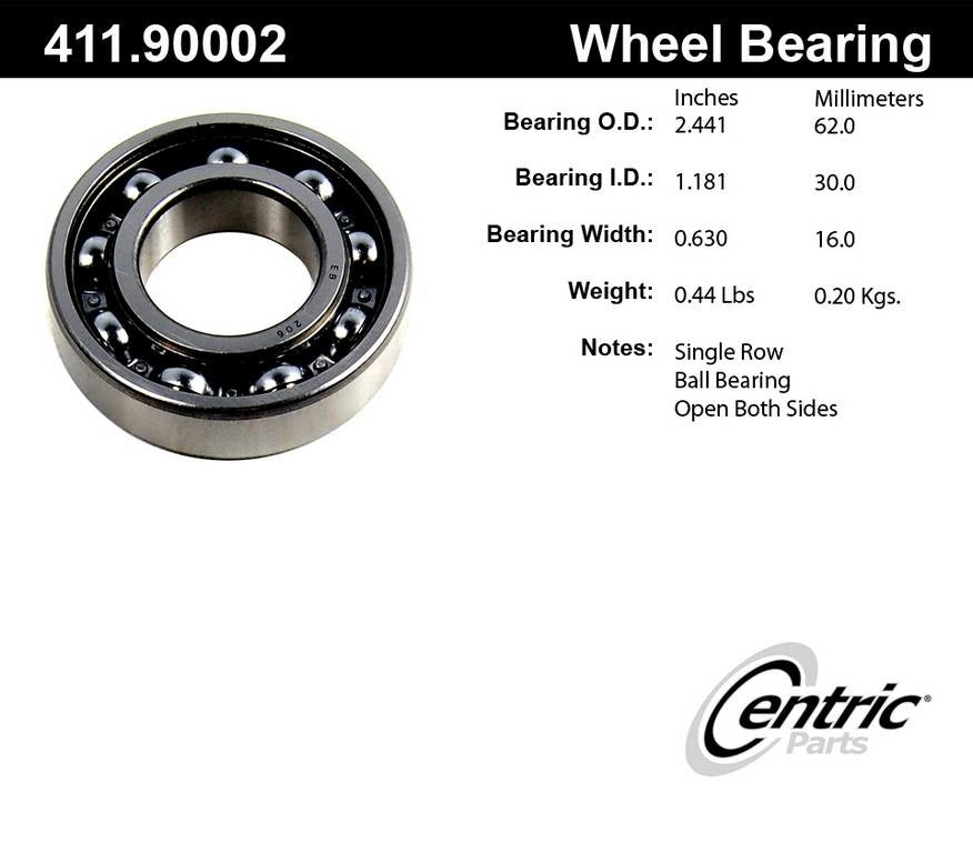 Centric Parts Premium Axle Shaft Bearing Assembly Single Row  top view frsport 411.90002