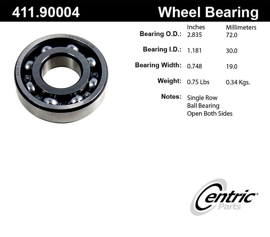 Centric Parts Premium Axle Shaft Bearing Assembly Single Row  top view frsport 411.90004