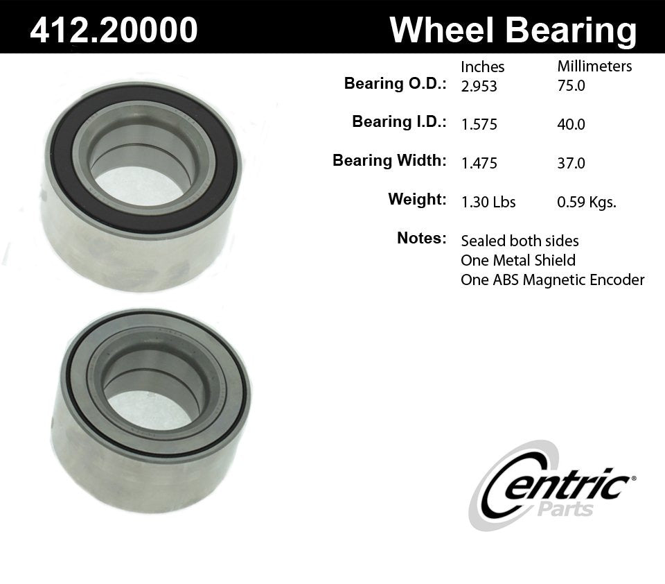 Centric Parts Premium Double Row Wheel Bearing  top view frsport 412.20000