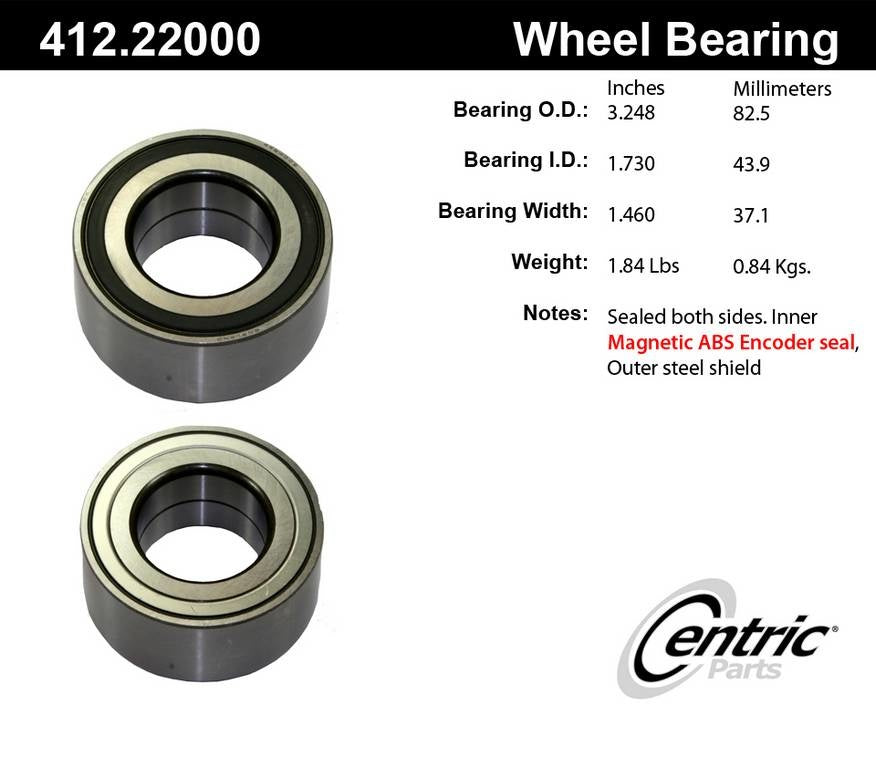 Stoptech Centric Standard Ball Bearing - Front/Rear 412.22000E