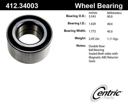 Stoptech Centric Standard Ball Bearing - Front 412.34003E