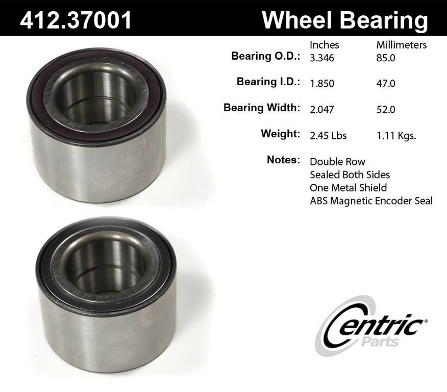 centric parts premium double row wheel bearing  frsport 412.37001