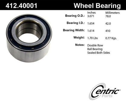 Stoptech Centric Standard Ball Bearing - Front 412.40001E