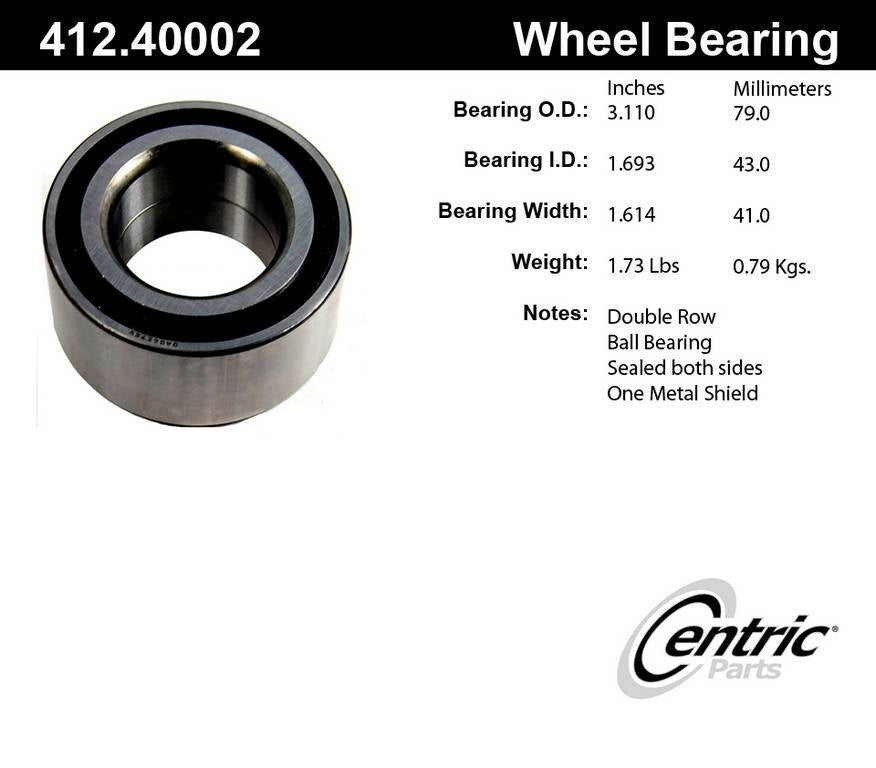 Stoptech Centric Premium Front Axle Shaft Bearing 94-01 Acura Integra 412.40002