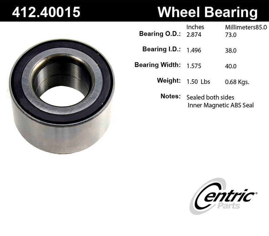 centric parts premium double row wheel bearing  frsport 412.40015