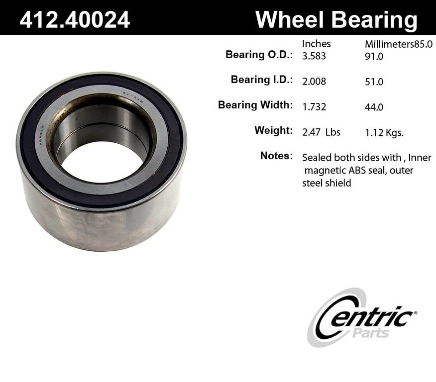 Stoptech Centric Standard Ball Bearing - Front 412.40024E