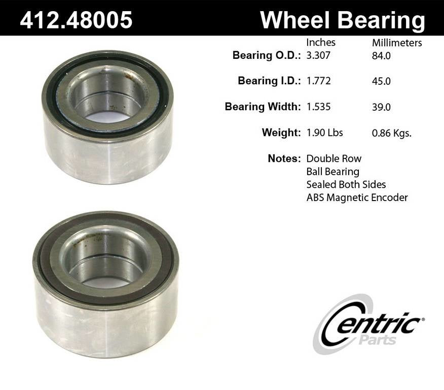 Stoptech Centric Premium Ball Bearing - Front 412.48005