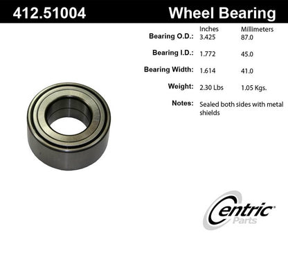Stoptech Centric Standard Ball Bearing - Front 412.51004E
