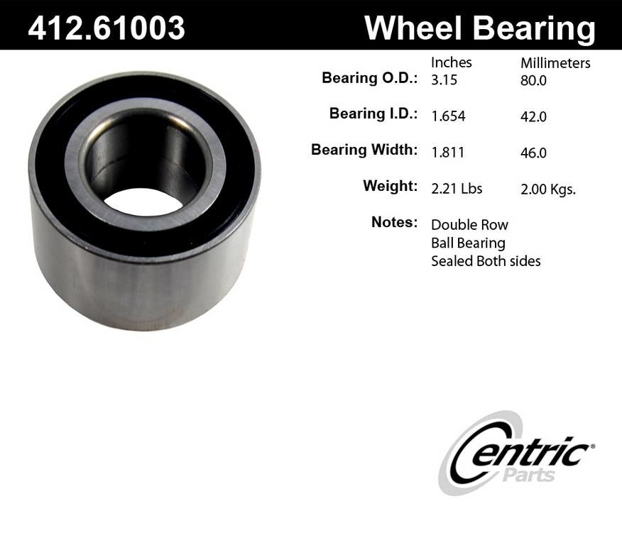 Stoptech Centric Standard Ball Bearing - Rear 412.61003E