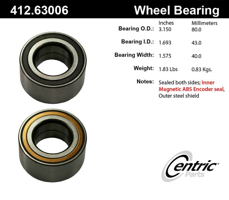 Stoptech Centric Standard Ball Bearing - Front 412.63006E