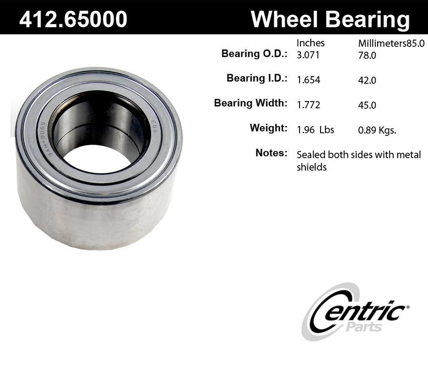 Stoptech Centric Standard Ball Bearing - Front 412.65000E