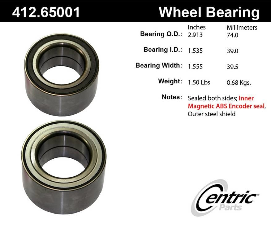 Centric Parts Premium Double Row Wheel Bearing  top view frsport 412.65001