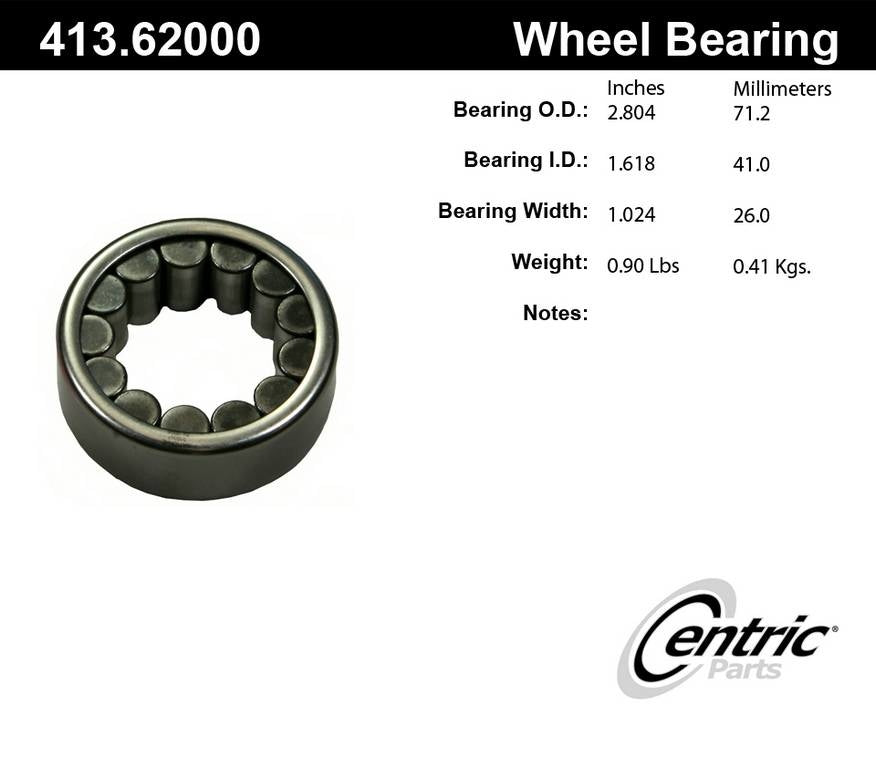 Stoptech Centric Standard Cylindrical Roller Bearing - Rear 413.62000E